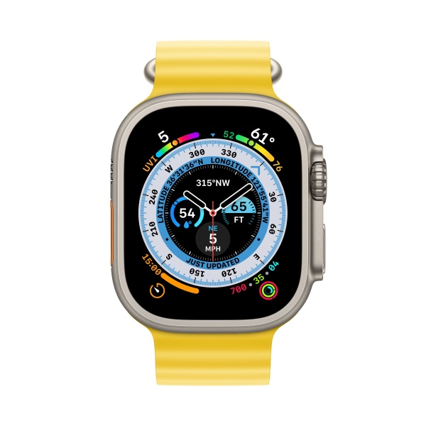 Apple Watch Ultra GPS+Cellular 49mm, корпус из титана, ремешок Ocean желтого цвета