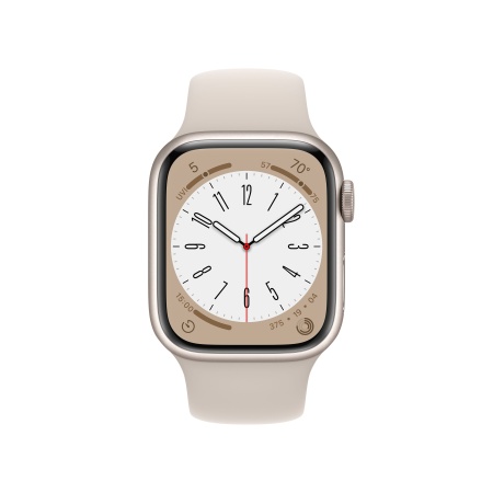 Apple Watch Series 8, 41 мм, корпус из алюминия цвета «сияющая звезда», спортивный ремешок цвета «сияющая звезда»