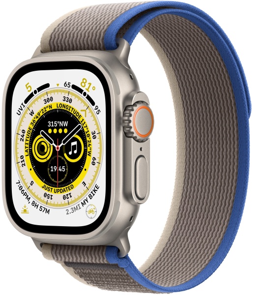 Apple Watch Ultra GPS+Cellular 49mm, корпус из титана, ремешок Trail синего/серого цвета